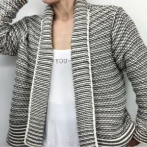 Chic Striped Black and White Women's Cardigan
